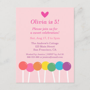 Invitations de fête d'anniversaire de sucrerie de