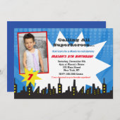 Invitations de fête d'anniversaire de Superhero (Devant / Derrière)