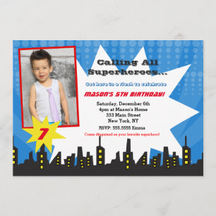 Invitations de fête d'anniversaire de Superhero