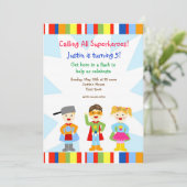 Invitations de fête d'anniversaire de superhéros (Debout devant)