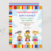 Invitations de fête d'anniversaire de superhéros (Devant / Derrière)