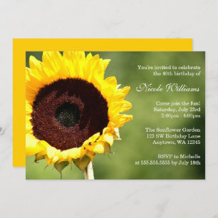Invitations de fête d'anniversaire de tournesol