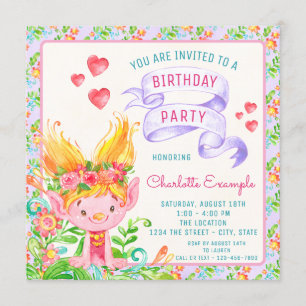 Invitations de fête d'anniversaire de Troll