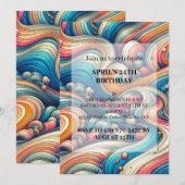 Invitations de fête d'anniversaire de Wavy Art Abs (Devant / Derrière)