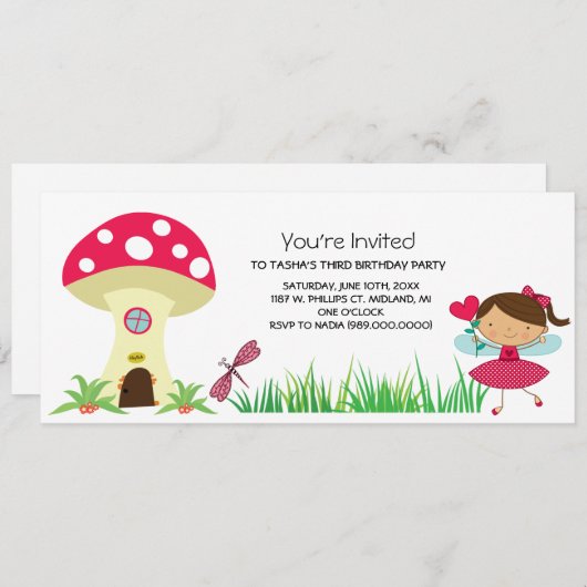 Invitations de fête d'anniversaire de Woodland Fai (Devant / Derrière)