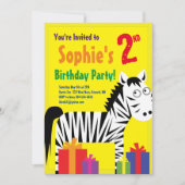 Invitations de fête d'anniversaire de Zebra Animal (Devant)