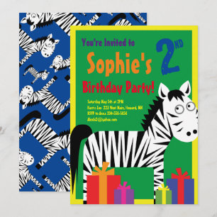 Invitations de fête d'anniversaire de Zebra Animal