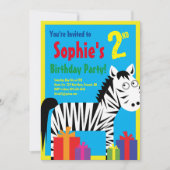 Invitations de fête d'anniversaire de Zebra Animal (Devant)