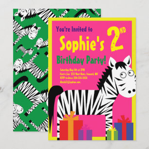 Invitations de fête d'anniversaire de Zebra Animal