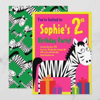 Invitations de fête d'anniversaire de Zebra Animal