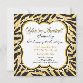 Invitations de fête d'anniversaire de zèbre de (Dos)