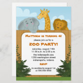 Invitations de fête d'anniversaire de zoo (Devant / Derrière)