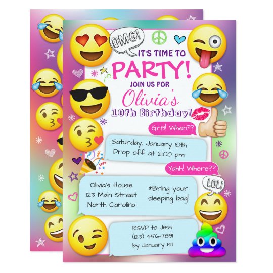 Invitations De Fete D Anniversaire D Emoji Partie Zazzle Be