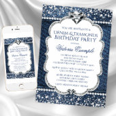 Invitations de fête d'anniversaire Denim et Diamon