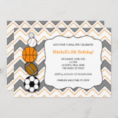 invitations de fête d'anniversaire des bals de spo (Devant / Derrière)