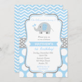 Invitations de fête d'anniversaire des éléphants (Devant / Derrière)