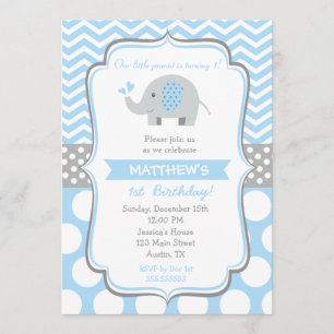 Invitations de fête d'anniversaire des éléphants