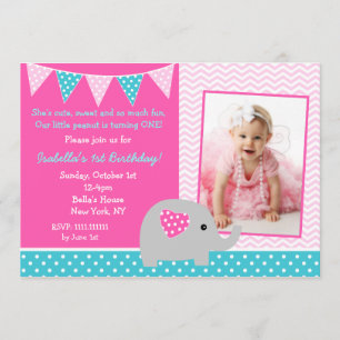 Invitations de fête d'anniversaire des éléphants