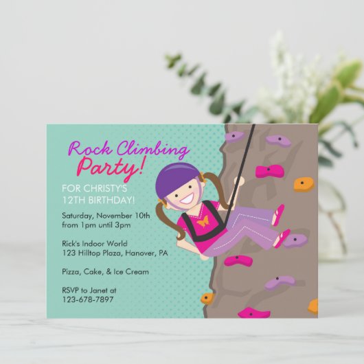 Invitations de fête d'anniversaire d'escalade de (Debout devant)