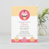 Invitations de fête d'anniversaire du cône de glac (Debout devant)