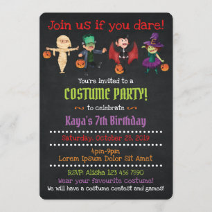 Invitations de fête d'anniversaire du costume d'Ha