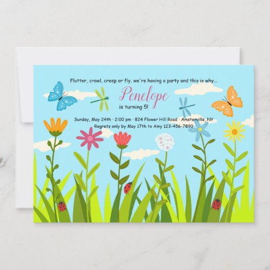 Invitations de fête d'anniversaire du jardin de pr (Devant)
