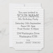 Invitations de fête d'anniversaire du Jersey de (Dos)