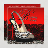 Invitations de fête d'anniversaire du léopard noir (Devant / Derrière)