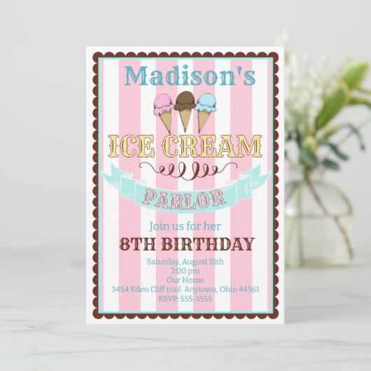 Invitations de fête d'anniversaire du Parlor de cr (Debout devant)