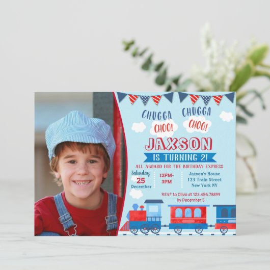 Invitations de fête d'anniversaire du train (Debout devant)