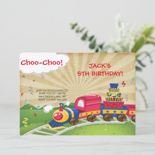 Invitations de fête d'anniversaire du train Choo-C (Debout devant)