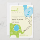 Invitations DE FÊTE D'ANNIVERSAIRE :: éléphant + b (Devant)