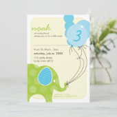Invitations DE FÊTE D'ANNIVERSAIRE :: éléphant + b (Debout devant)