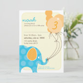 Invitations DE FÊTE D'ANNIVERSAIRE :: éléphant + b (Debout devant)