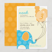 Invitations DE FÊTE D'ANNIVERSAIRE :: éléphant + b (Devant / Derrière)