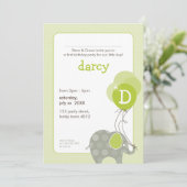 Invitations DE FÊTE D'ANNIVERSAIRE :: éléphant + b (Debout devant)