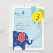 Invitations DE FÊTE D'ANNIVERSAIRE :: éléphant + b (Devant)