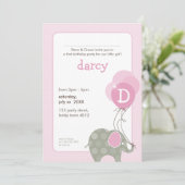 Invitations DE FÊTE D'ANNIVERSAIRE :: éléphant + b (Debout devant)