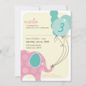 Invitations DE FÊTE D'ANNIVERSAIRE :: éléphant + b (Devant)