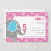 Invitations DE FÊTE D'ANNIVERSAIRE :: éléphant + n (Devant)