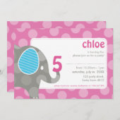 Invitations DE FÊTE D'ANNIVERSAIRE :: éléphant + n (Devant / Derrière)