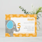 Invitations DE FÊTE D'ANNIVERSAIRE :: éléphant + n (Debout devant)