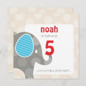 Invitations DE FÊTE D'ANNIVERSAIRE :: éléphant + n (Devant / Derrière)