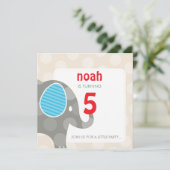 Invitations DE FÊTE D'ANNIVERSAIRE :: éléphant + n (Debout devant)