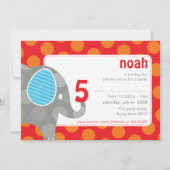 Invitations DE FÊTE D'ANNIVERSAIRE :: éléphant + n (Devant)