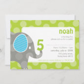 Invitations DE FÊTE D'ANNIVERSAIRE :: éléphant + n (Devant)