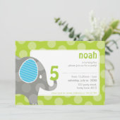 Invitations DE FÊTE D'ANNIVERSAIRE :: éléphant + n (Debout devant)