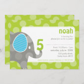 Invitations DE FÊTE D'ANNIVERSAIRE :: éléphant + n (Devant / Derrière)