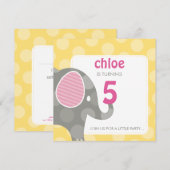 Invitations DE FÊTE D'ANNIVERSAIRE :: éléphant + n (Devant / Derrière)