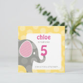 Invitations DE FÊTE D'ANNIVERSAIRE :: éléphant + n (Debout devant)